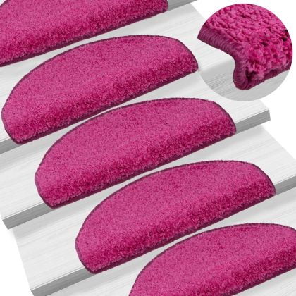 Изтривалки за стълби, 15 бр., 65x21x4 см, розови, полукръгли, големи