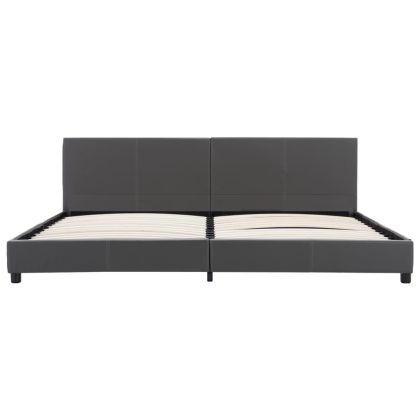 Рамка за легло, сива, изкуствена кожа, 180x200 cм