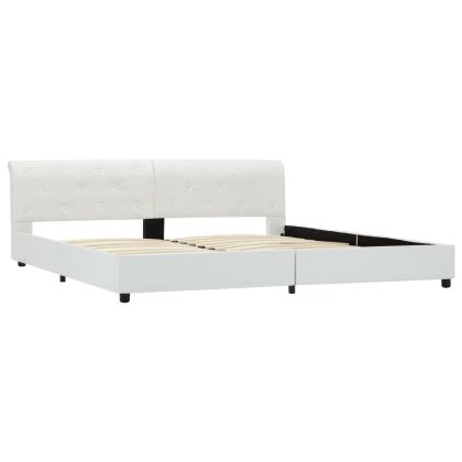 Рамка за легло, бяла, изкуствена кожа, 180x200 cм