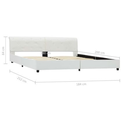 Рамка за легло, бяла, изкуствена кожа, 180x200 cм