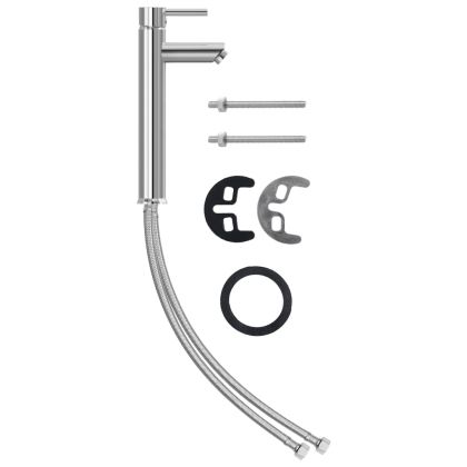 Мивка за баня с кран и сифон, черно закалено стъкло