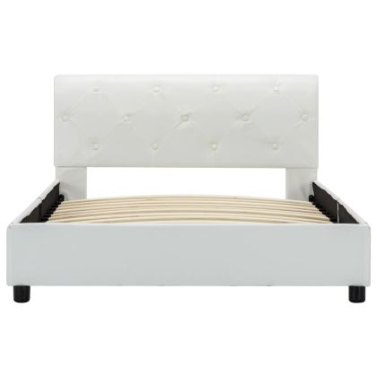 Рамка за легло, бяла, изкуствена кожа, 100x200 cм