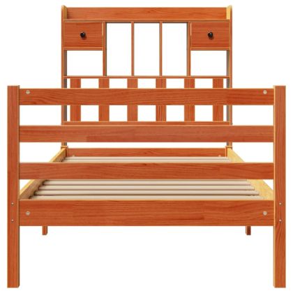 Легло с етажерка за книги, без матрак, 100x200 см, бор масив
