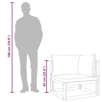 Модулен ъглов диван с таупе възглавници, акациево дърво масив