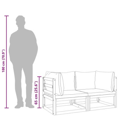Модулни ъглови дивани 2 бр светлосиви възглавници акация масив