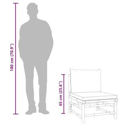 Градински среден диван със зелени възглавници бамбук