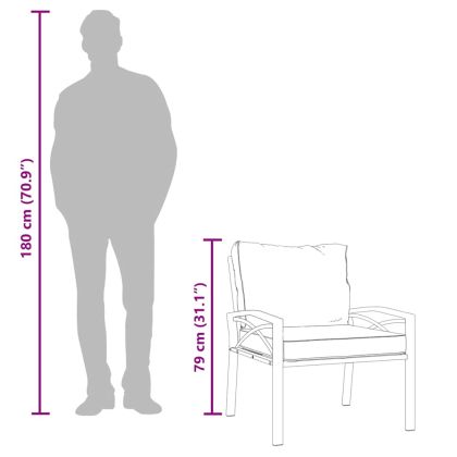 Градински столове със сиви възглавници 2 бр 68x76x79 см стомана