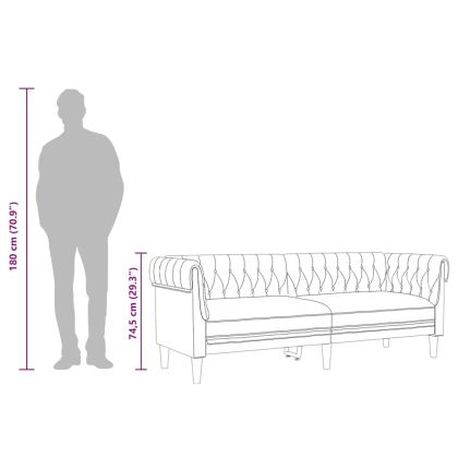 Честърфийлд диван, 3-местен, тъмносив, текстил
