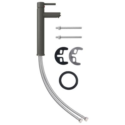 Мивка за баня с кран и сифон, прозрачно закалено стъкло