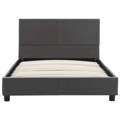 Рамка за легло, сива, изкуствена кожа, 100x200 cм