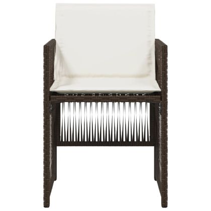 Градински столове с възглавници, 4 бр, кафяви, полиратан