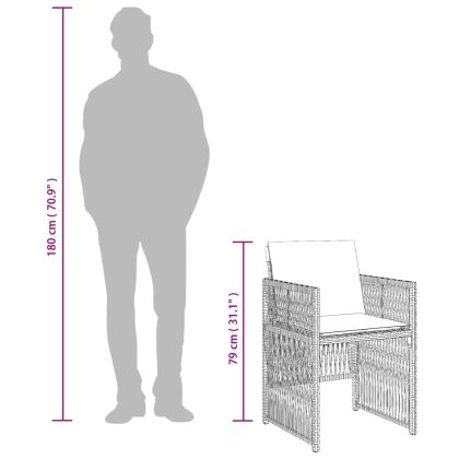 Градински столове с възглавници, 4 бр, кафяви, полиратан