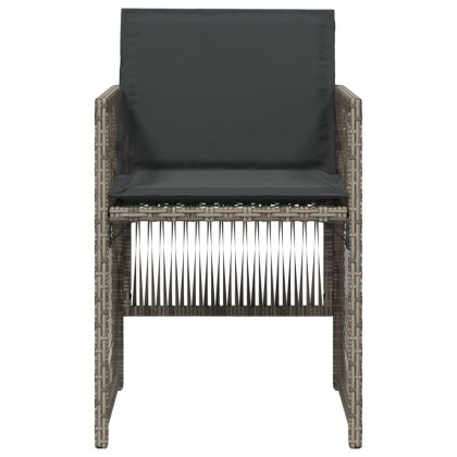 Градински столове с възглавници, 4 бр, сиви, полиратан