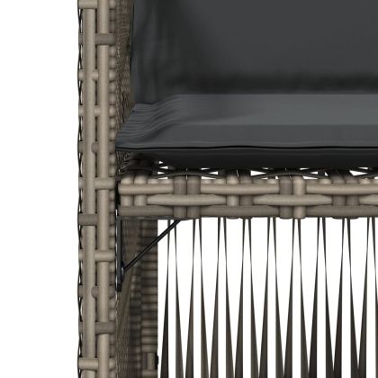 Градински столове с възглавници, 4 бр, сиви, полиратан