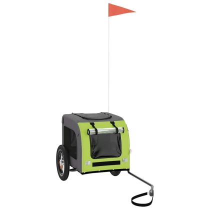 Ремарке за колело за любимци зелен и сив Оксфорд плат и желязо