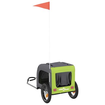 Ремарке за колело за любимци зелен и сив Оксфорд плат и желязо