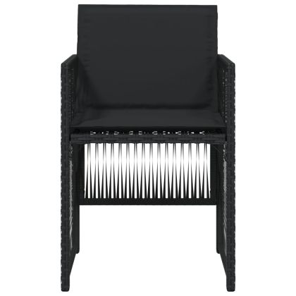 Градински столове с възглавници, 4 бр, черен, полиратан