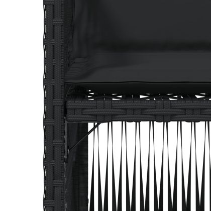 Градински столове с възглавници, 4 бр, черен, полиратан