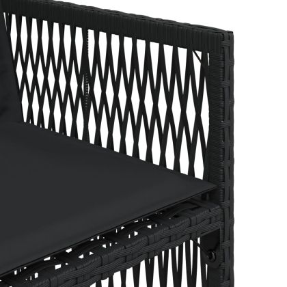 Градински столове с възглавници, 4 бр, черен, полиратан