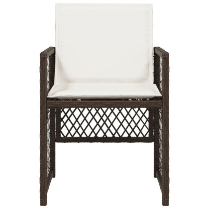 Градински столове с възглавници, 4 бр, кафяви, полиратан