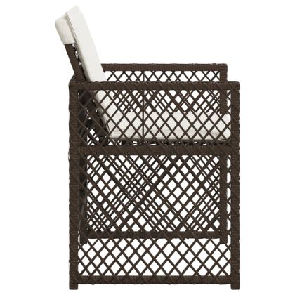 Градински столове с възглавници, 4 бр, кафяви, полиратан