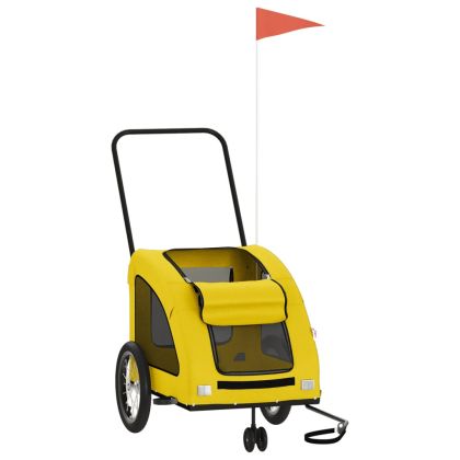 Ремарке за колело за любимци жълт Оксфорд плат и желязо