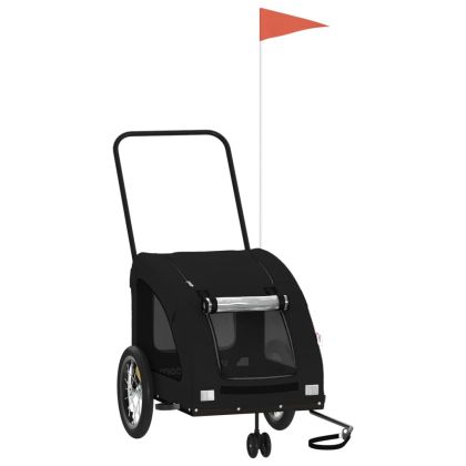 Ремарке за колело за любимци черно Оксфорд плат и желязо