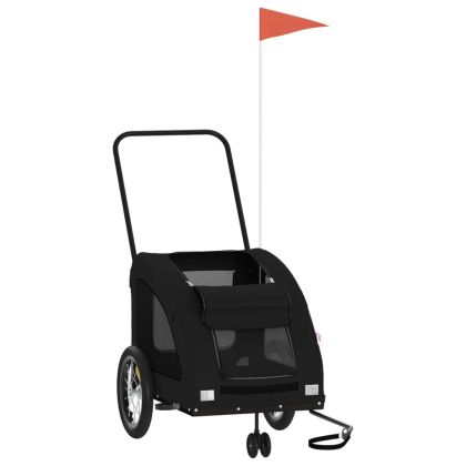 Ремарке за колело за любимци черно Оксфорд плат и желязо