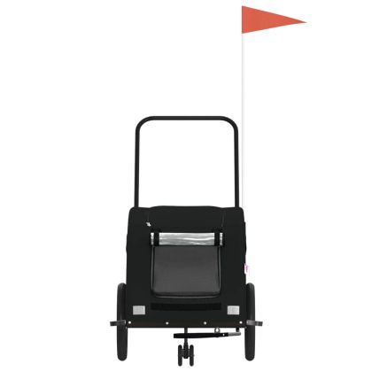 Ремарке за колело за любимци черно Оксфорд плат и желязо