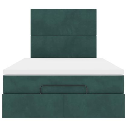 Османска легло с матраци и LED, тъмнозелено, 120x200 см, кадифе