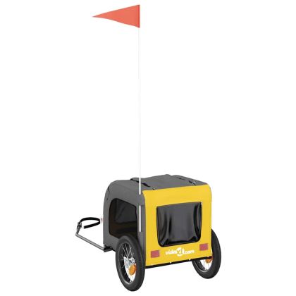 Ремарке за колело за любимци жълт и сив Оксфорд плат и желязо