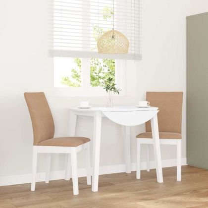 Трапезни столове с възглавници 2 бр Бяла масивна дървесина гума