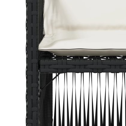 Градински столове с възглавници, 4 бр, черен, полиратан