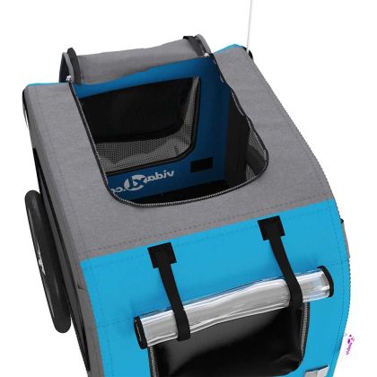 Ремарке за колело за любимци син и сив Оксфорд плат и желязо