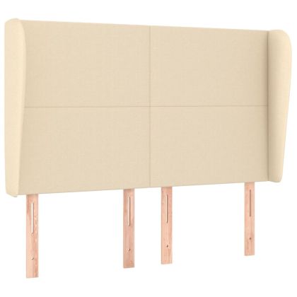 Горна табла за легло с уши, кремава,147 x 23 x 118/128 см, плат