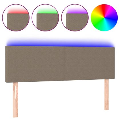 LED горна табла за легло, таупе, 144x5x78/88 см, плат