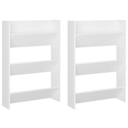 Стенни шкафове за обувки, 2 бр, бели, 60x18x90 см, ПДЧ