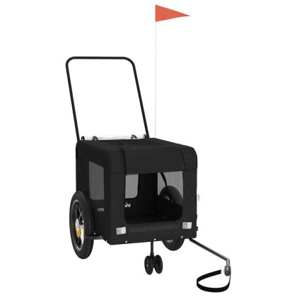 Ремарке за колело за любимци черно Оксфорд плат и желязо