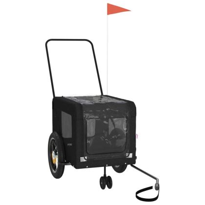 Ремарке за колело за любимци черно Оксфорд плат и желязо