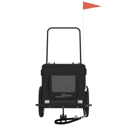 Ремарке за колело за любимци черно Оксфорд плат и желязо