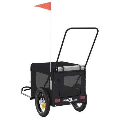 Ремарке за колело за любимци черно Оксфорд плат и желязо