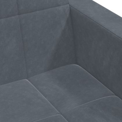 2-местно разтегателно канапе с табуретка, тъмносиво, кадифе