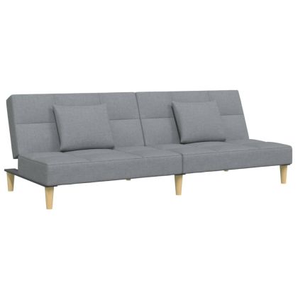 2-местен диван с табуретка, светлосив, текстил