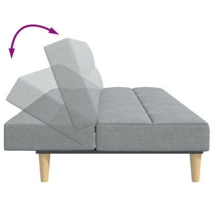 2-местен диван с табуретка, светлосив, текстил