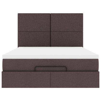 Османска легло с матрак, тъмнокафяво, 140x200 см, плат
