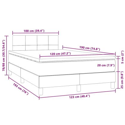 Боксспринг легло с матрак и LED, черно, 120x190 см, кадифе