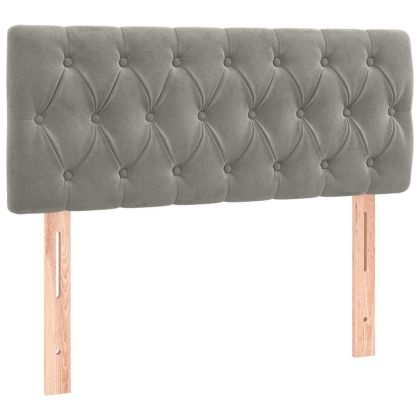 Боксспринг легло с матрак и LED, светлосиво, 120x190 см, кадифе