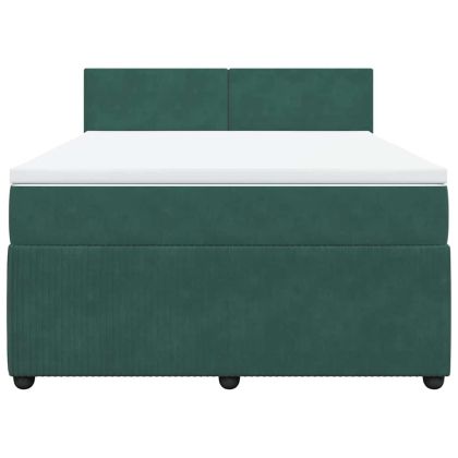 Боксспринг легло с матрак, зелена, 140x190 см, кадифе