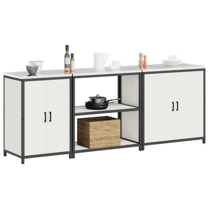 Комплект за кухненско съхранение с рафт Друг 3 pcs Бяло Стомана