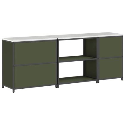 Комплект за кухненско съхранение 3 pcs Маслинено зелено Стомана